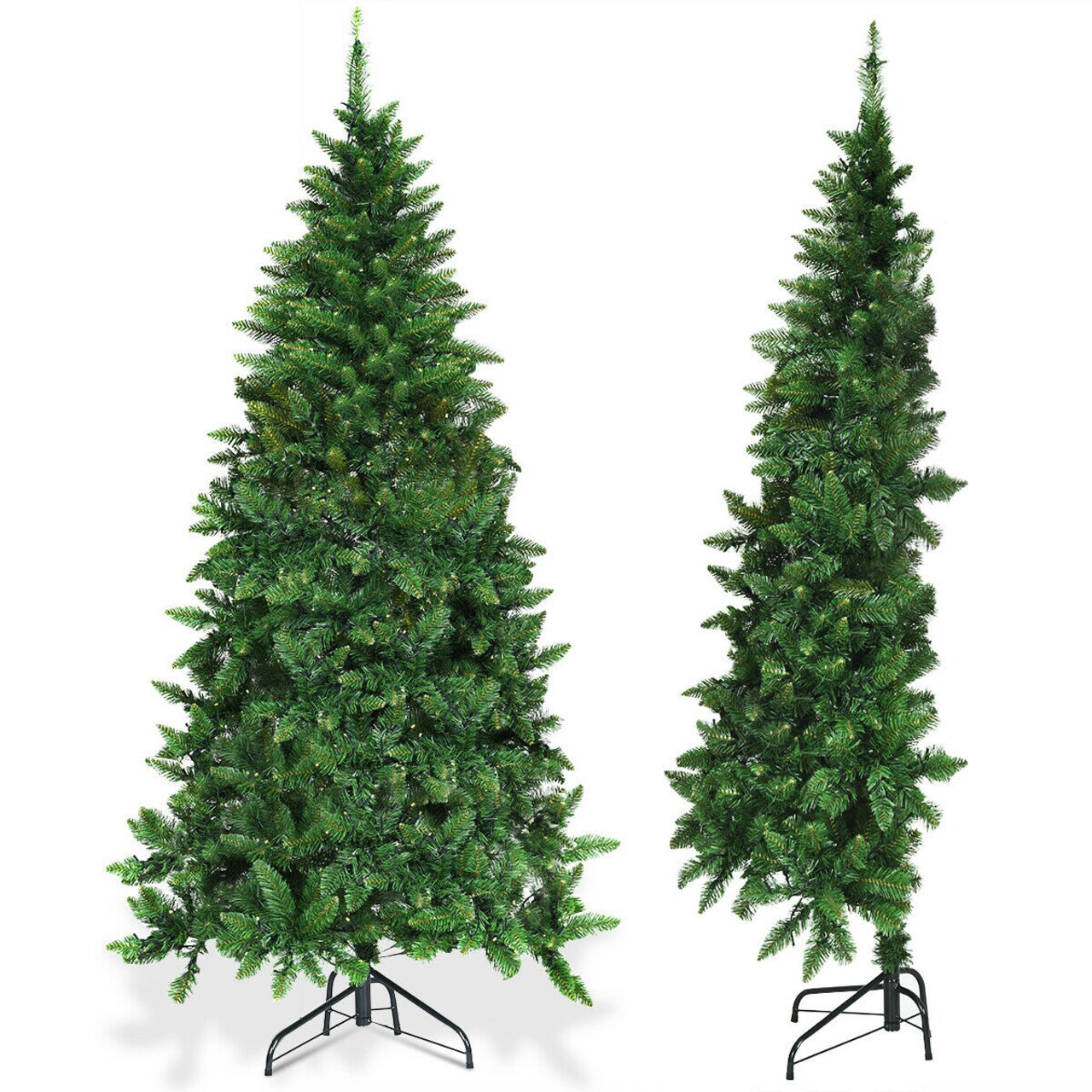 Green PVC Half Christmas Tree with 427 Tips, 250 LED Lights and Stand
